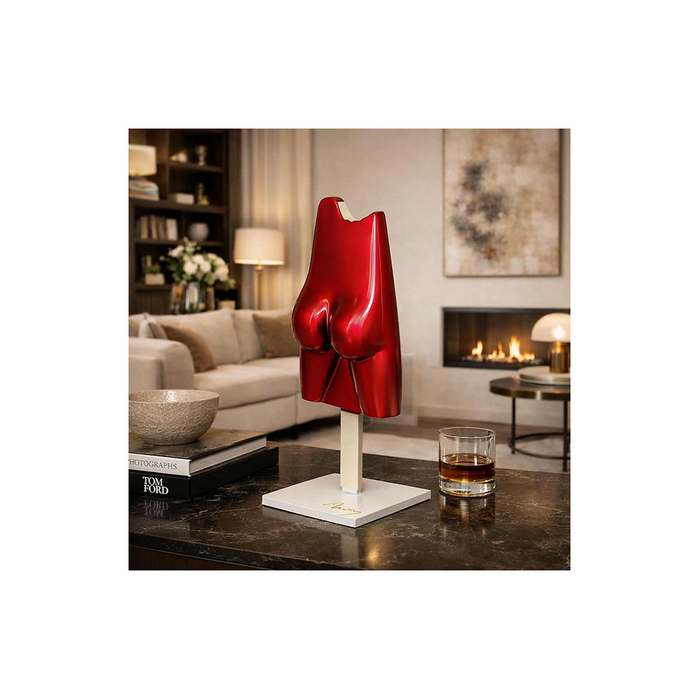 sculpture contemporaine pop rouge dans intérieur Esculmau - Arson sculpteur français
