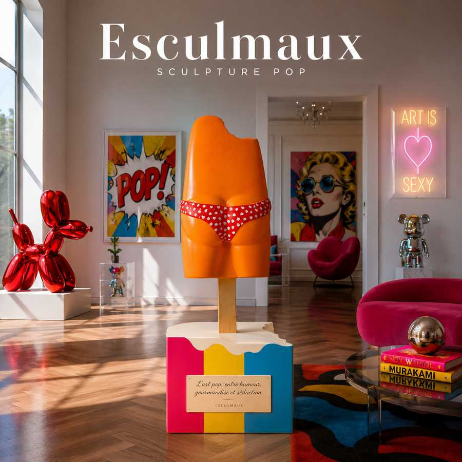 sculpture pop glace Esculmau en résine du sculpteur contemporain français Arson