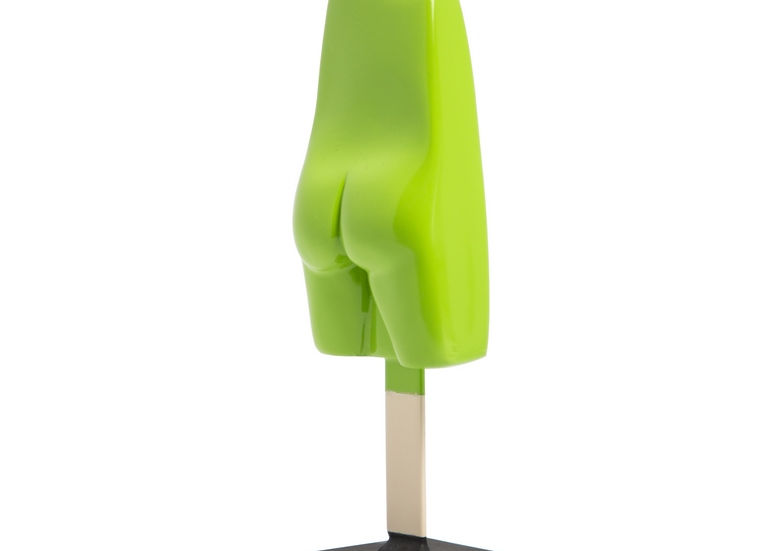 Sculpture pop contemporaine en résine verte, sucette stylisée – Arson