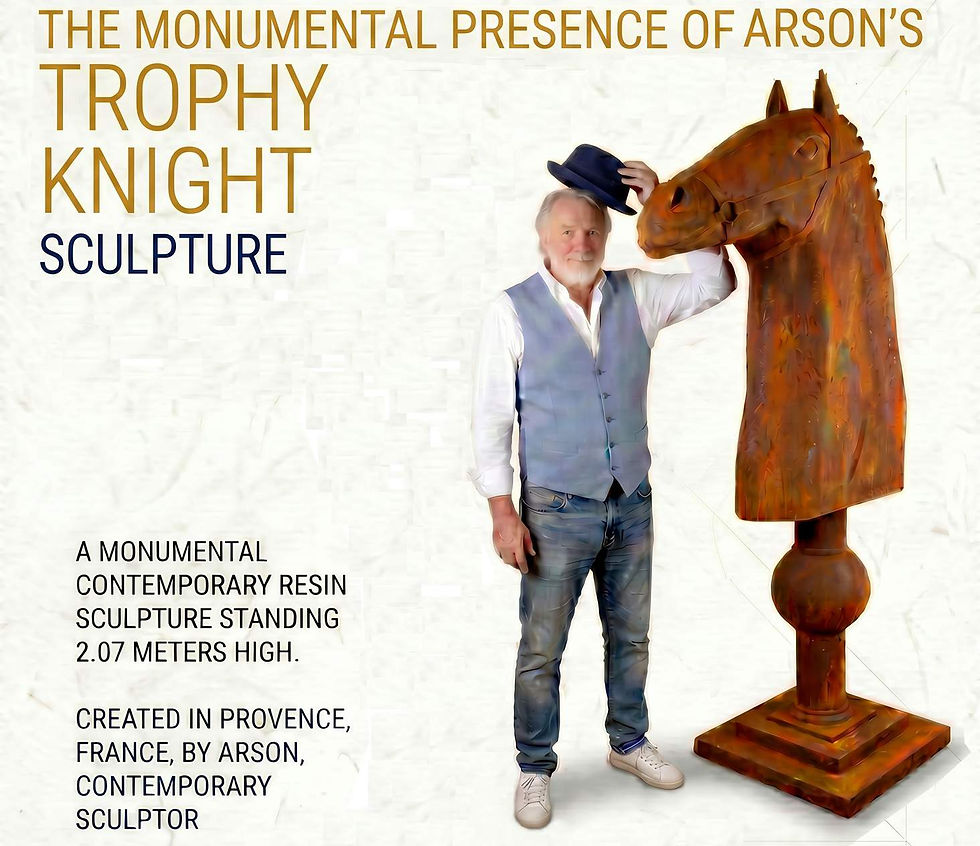 Grande sculpture contemporaine monumentale cavalier échecs Arson sculptures