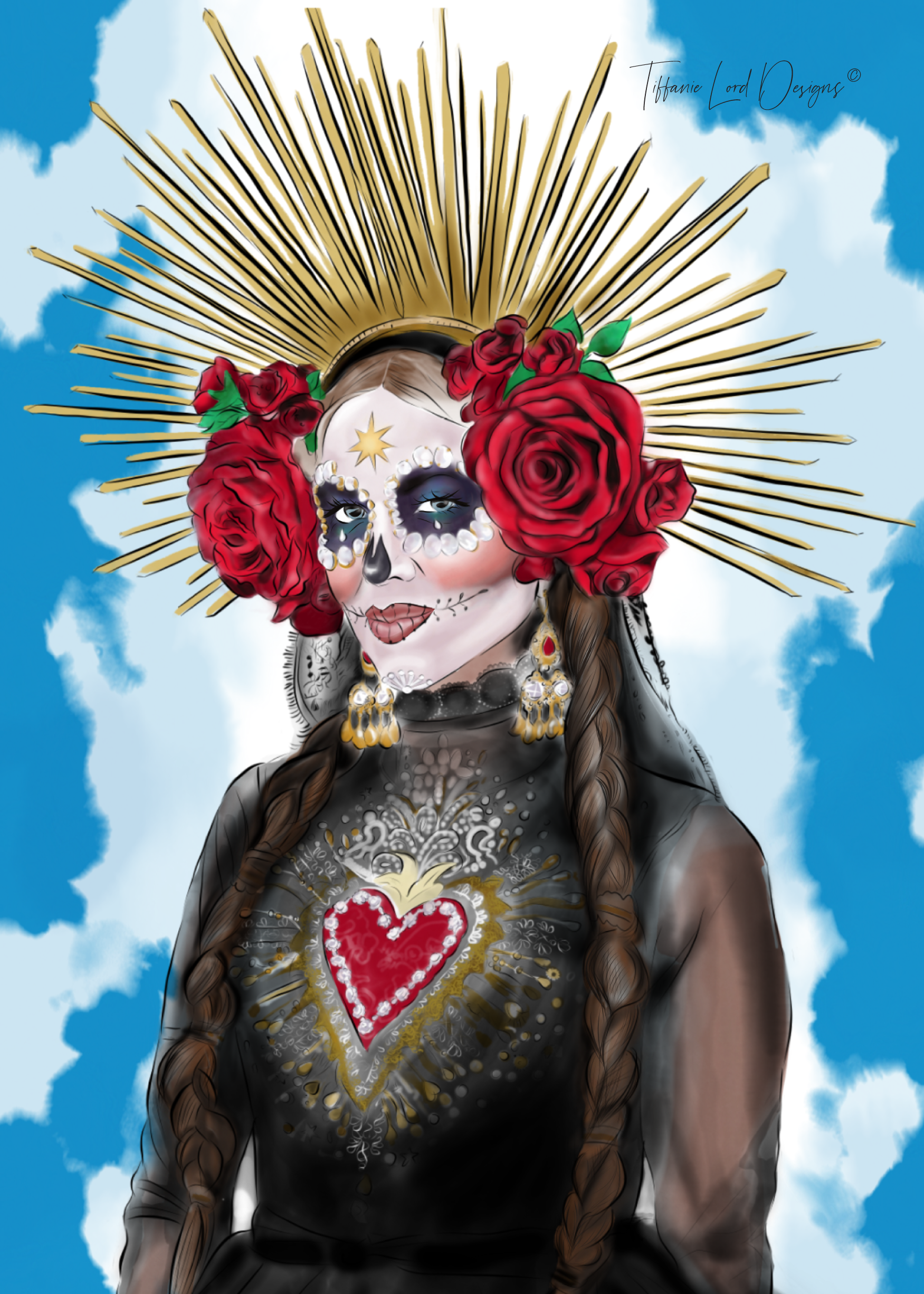 Day of Dead Collection: Rose Crown Fine Art Card
