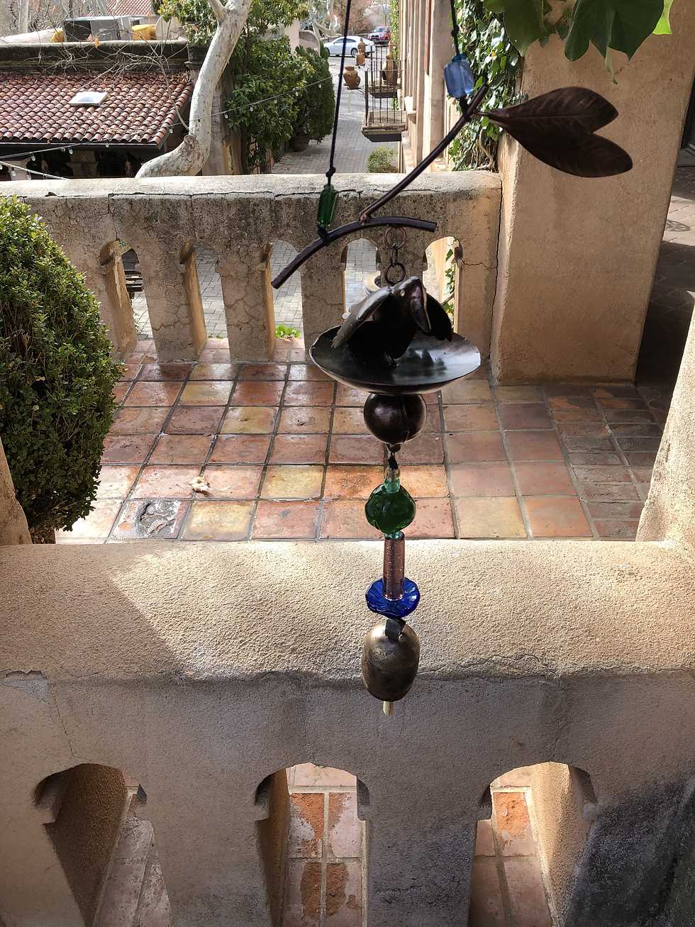 Thumbnail: Metal Large Bird Wind-chime with Chunky Glass Beads