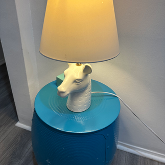 unicorn lamp blue table beach rental