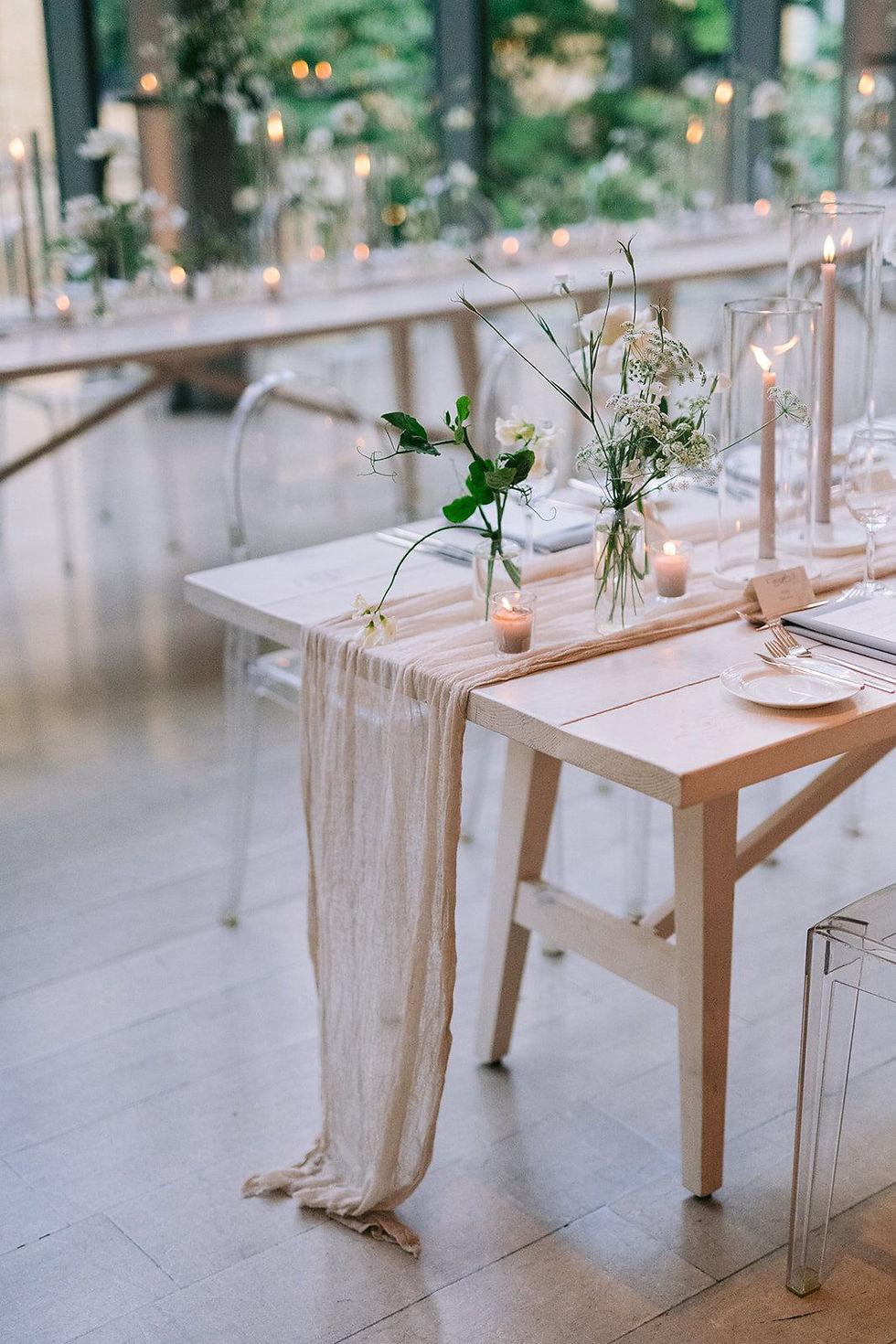 candles table runner wedding table decor minimalistic