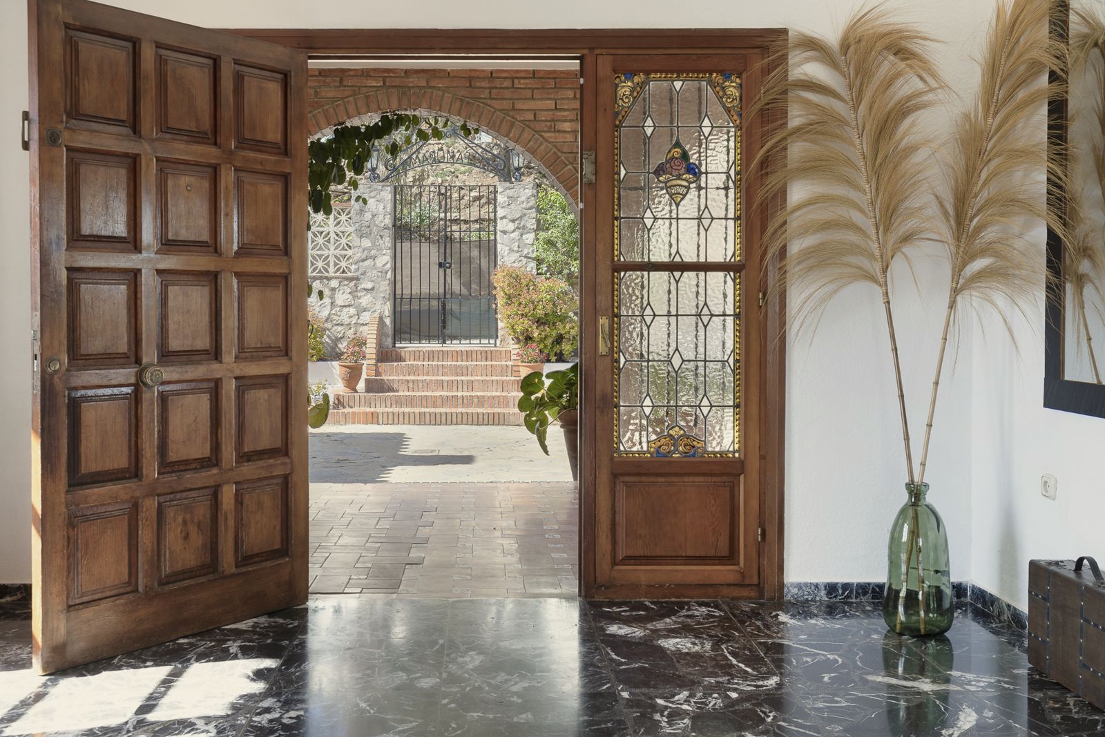 Carved wooden front doors