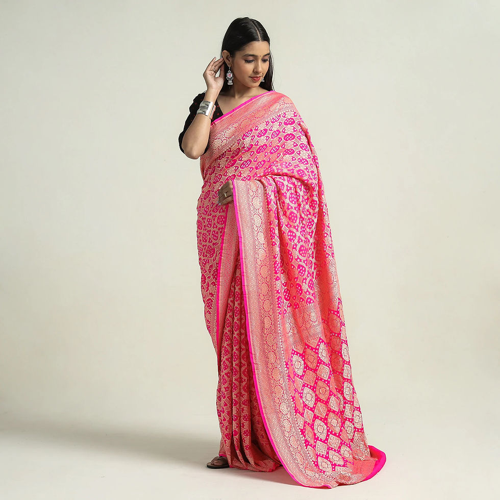 Thumbnail: Bandhani khaddi georgette saree
