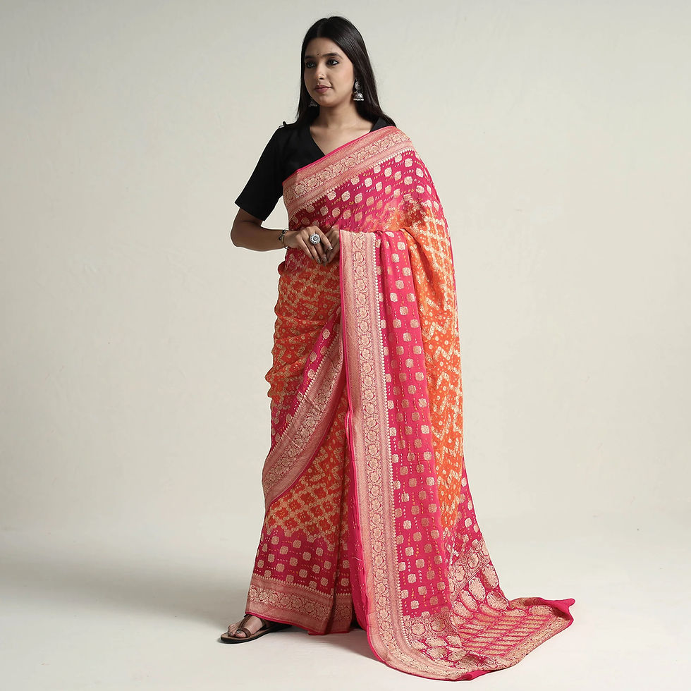 Thumbnail: Bandhani khaddi georgette saree