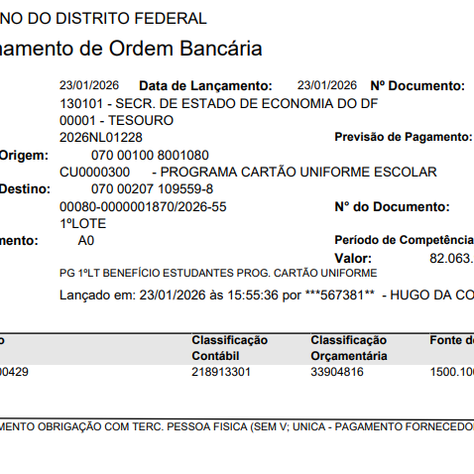 Detalhamento de Ordem Bancária