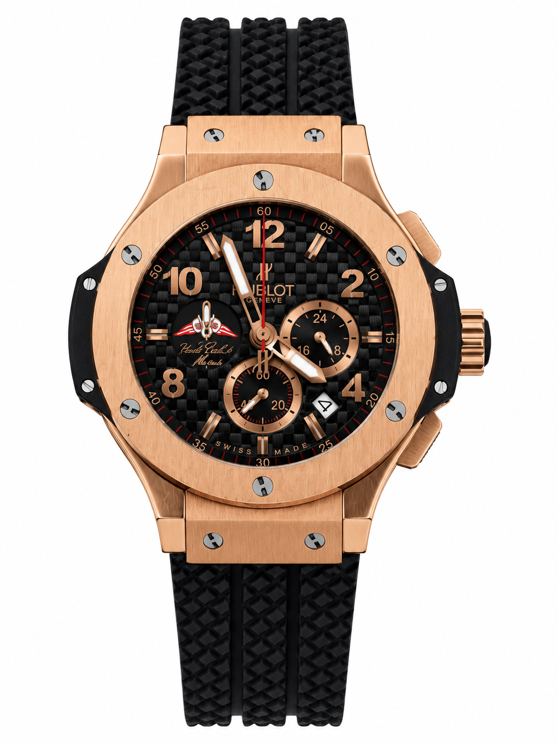 Hublot Big Bang Rose Gold Black Carbon Dial Rubber Strap – Swiss Made