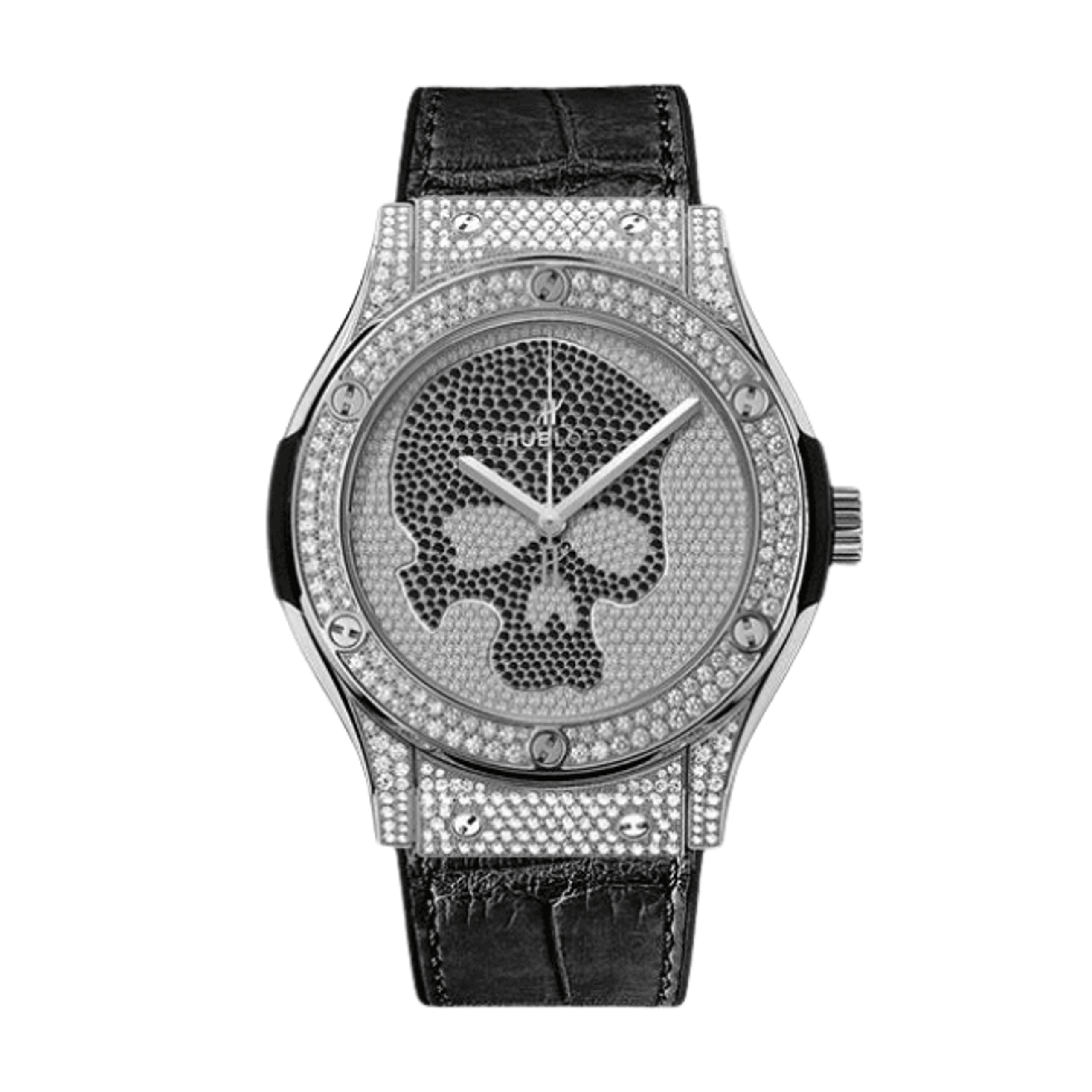 Hublot Classic Fusion SKULL Full Diamonds Moissanite Pave 42mm – Swiss Made