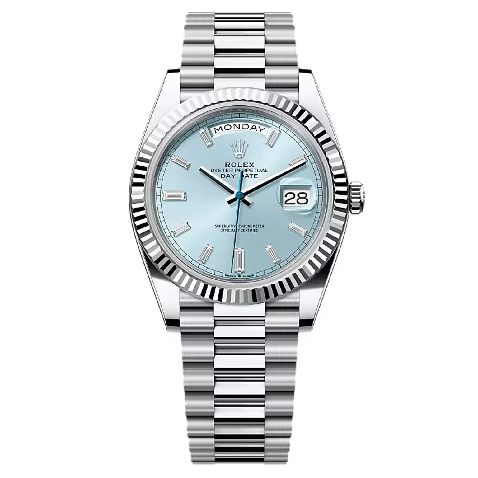 Rolex Day-Date Ice Blue Diamond Dial 128236-0009 36 mm – Swiss Made