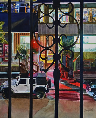 Tracy Hebert Watercolor Bay St. Louis Balcony View Mississippi MS