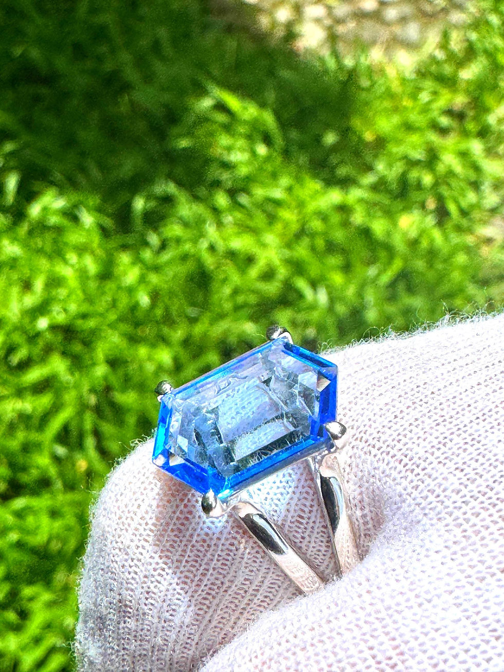 Миниатюра: Siberian Blue Seed Crystal Ring in Sterling Silver - Handcrafted Shamanic