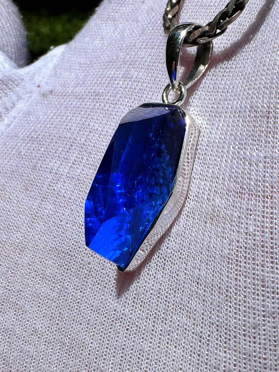 Thumbnail: Siberian Blue Quartz Pendant: Sterling Silver, Third Eye Jewelry