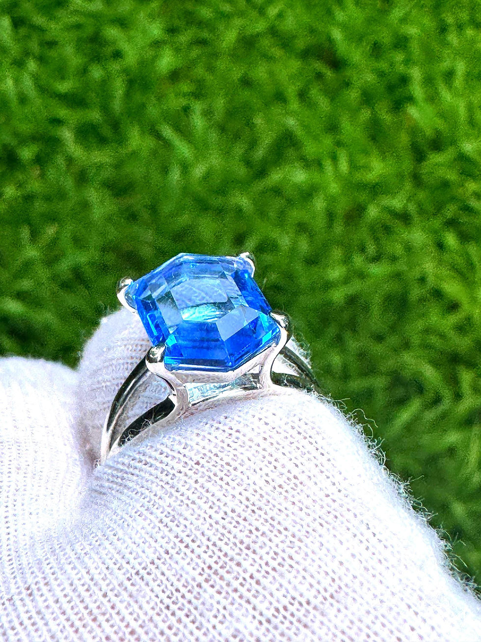 Миниатюра: Siberian Blue Seed Crystal Ring in Sterling Silver - Handcrafted Shamanic