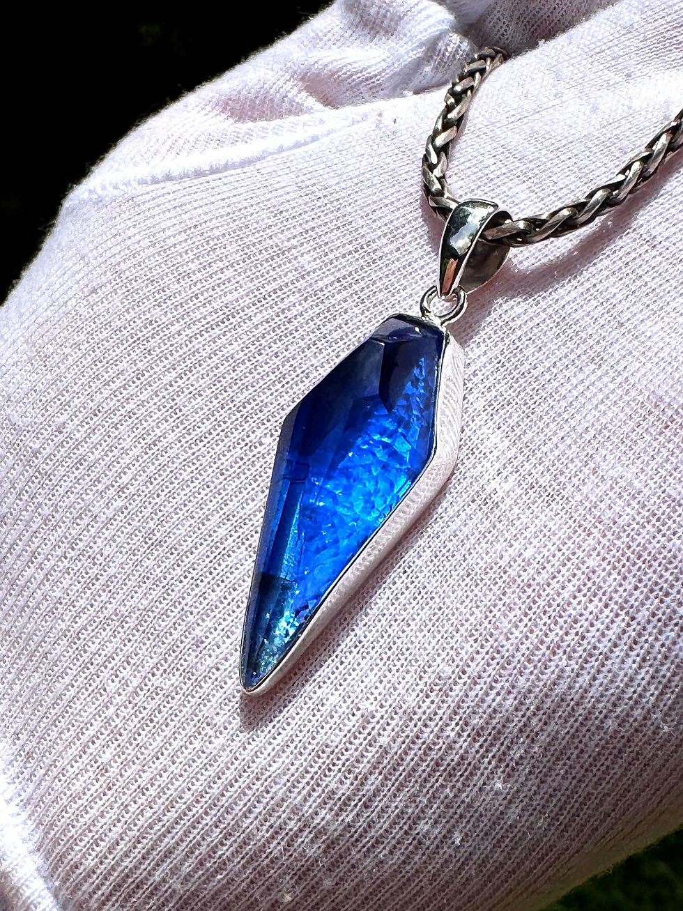 Thumbnail: Siberian Blue Quartz Pendant: Sterling Silver, Third Eye Jewelry