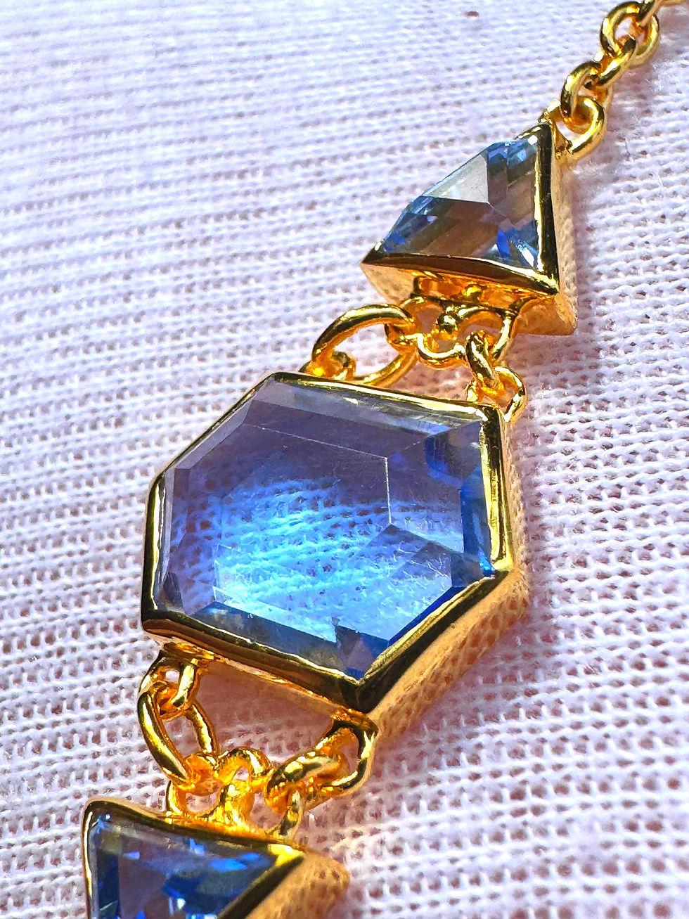Миниатюра: Siberian Blue Crystal Necklace: Gold Plated Sterling Silver, Reiki Shamanic