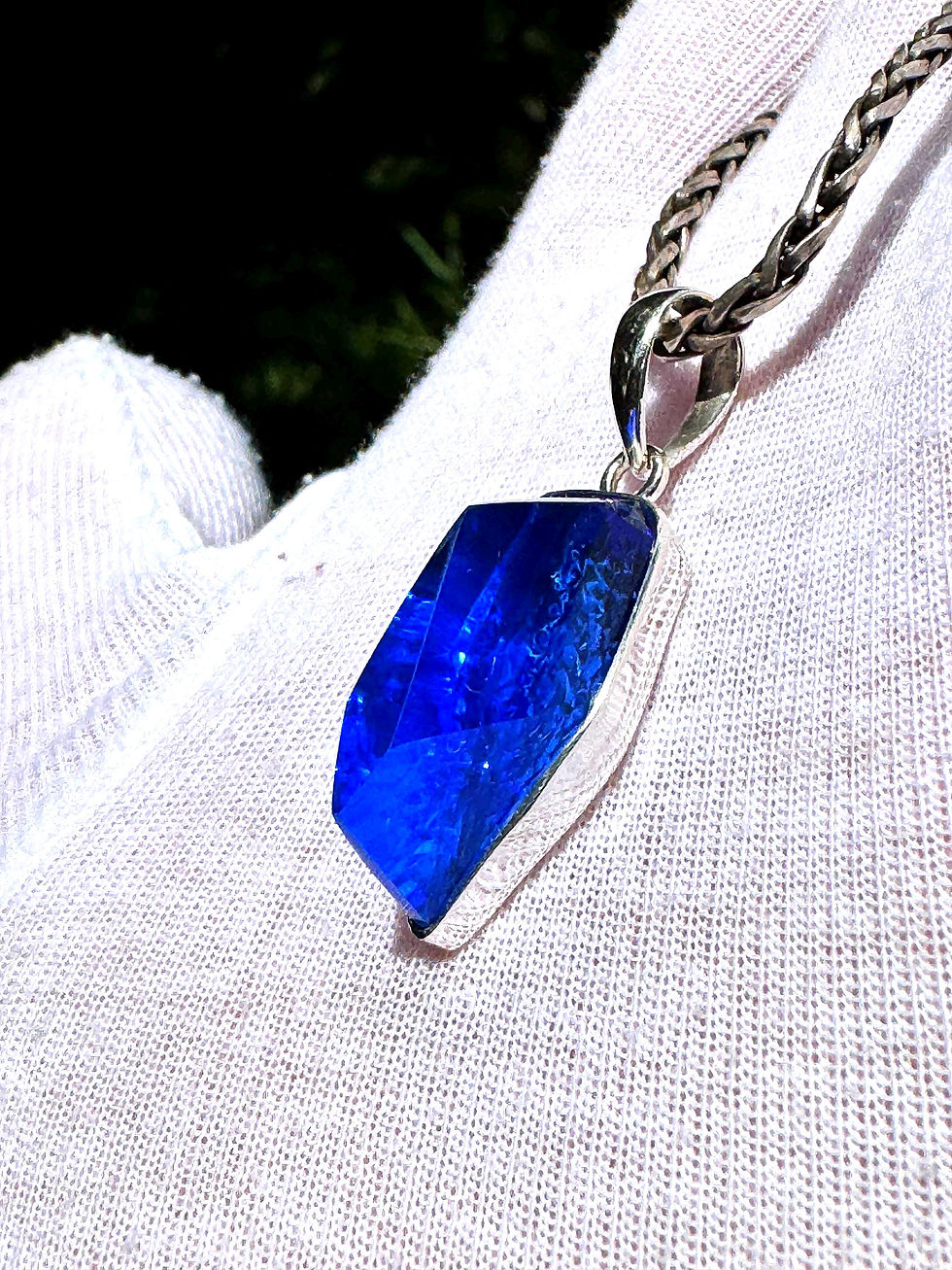 Thumbnail: Siberian Blue Quartz Pendant: Sterling Silver, Third Eye Jewelry