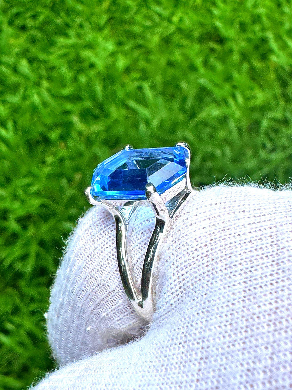 Миниатюра: Siberian Blue Seed Crystal Ring in Sterling Silver - Handcrafted Shamanic
