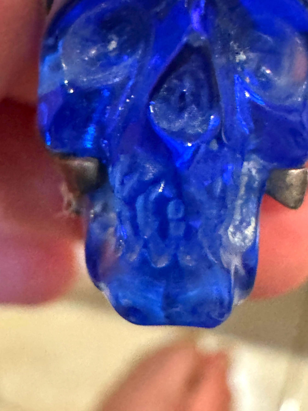Thumbnail: Siberian Blue Crystal Skull Pendant with Removable Silver Cradle – Seed Crystal