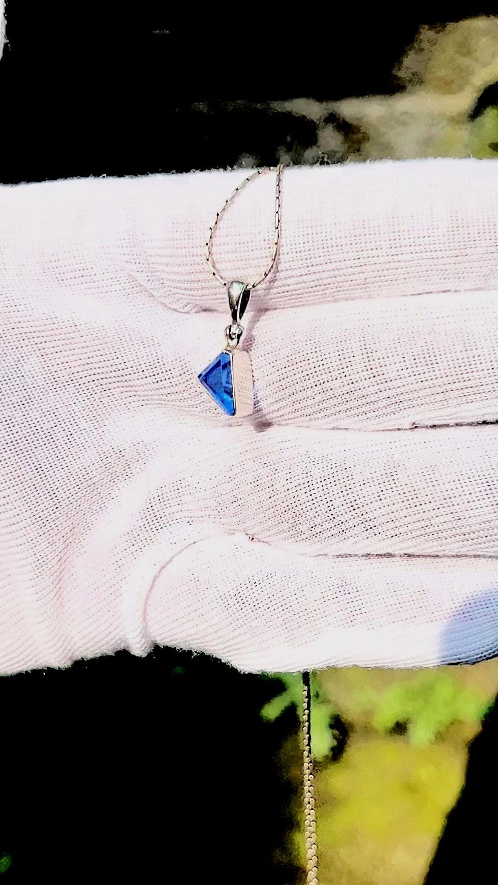 Thumbnail: Siberian Blue Quartz Pendant: Sterling Silver Third Eye Necklace, Handmade Bali