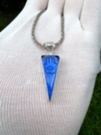 Hamsa Protection Pendant in Blue Crystal | Spiritual Amulet for Protection
