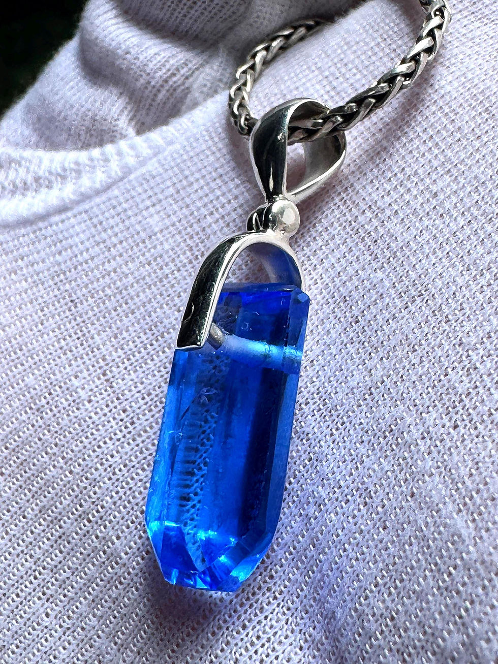 Thumbnail: Siberian Blue Quartz Pendant | Sterling Silver, Shamanic Necklace