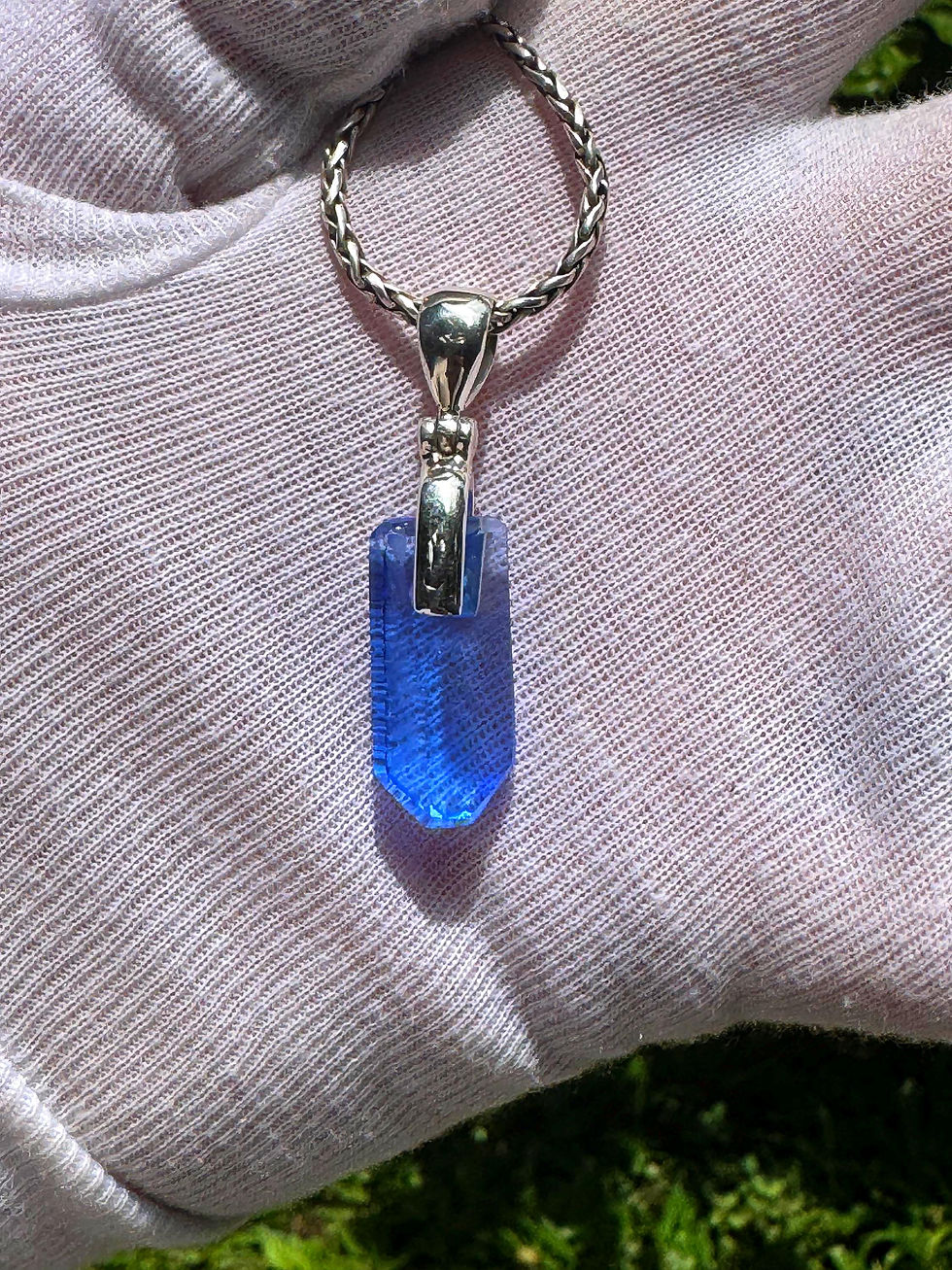 Thumbnail: Siberian Blue Quartz Pendant | Sterling Silver, Shamanic Necklace
