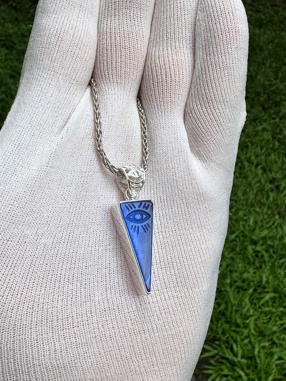 Thumbnail: All seeing eye Protection Pendant in Blue Crystal | Spiritual Amulet for