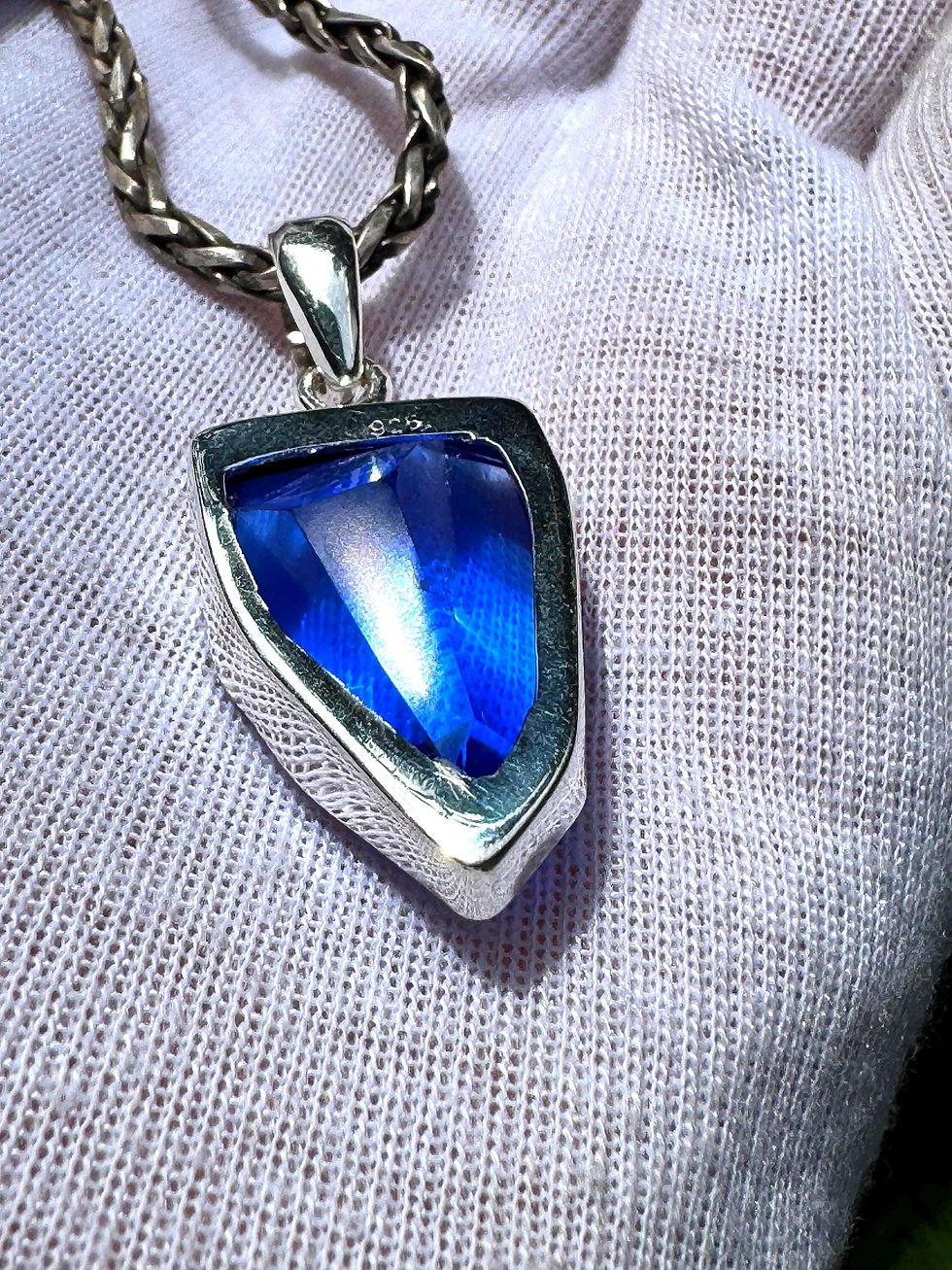 Thumbnail: Siberian Blue Quartz crystal Pendant: Sterling Silver, Third Eye Jewelry
