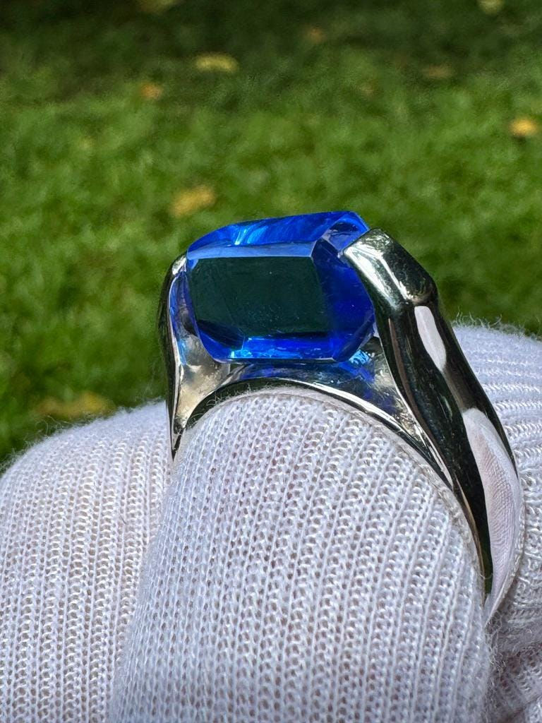 Thumbnail: Siberian Blue Crystal Ring | Sterling Silver, Handcrafted Shamanic Jewelry