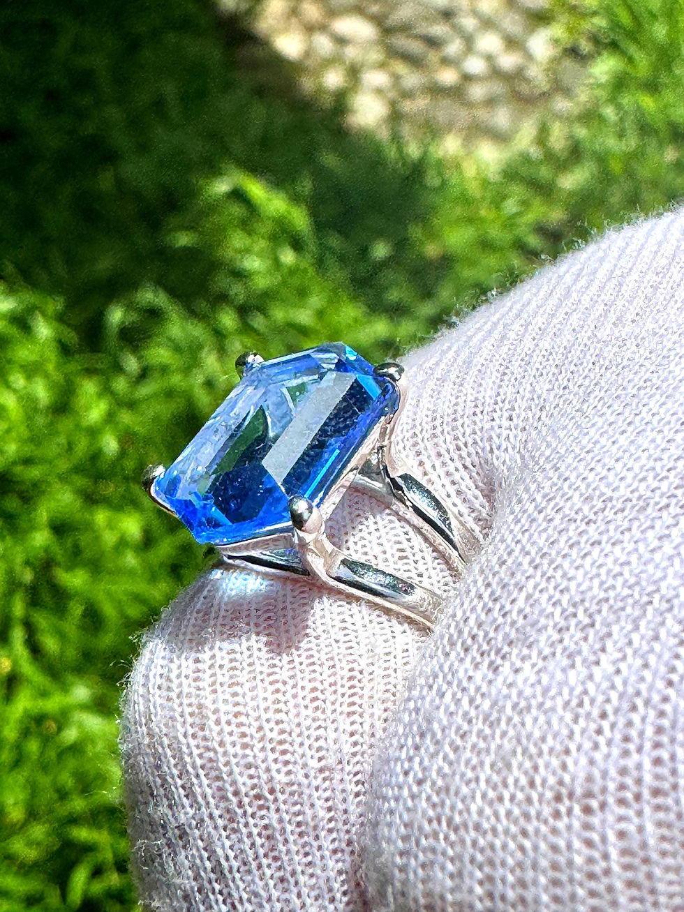 Миниатюра: Siberian Blue Seed Crystal Ring in Sterling Silver - Handcrafted Shamanic