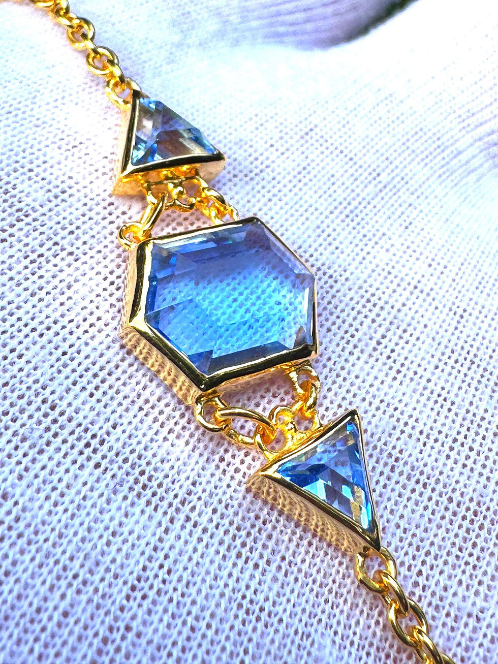 Thumbnail: Siberian Blue Crystal bracelet: Gold Plated Sterling Silver, Reiki Shamanic