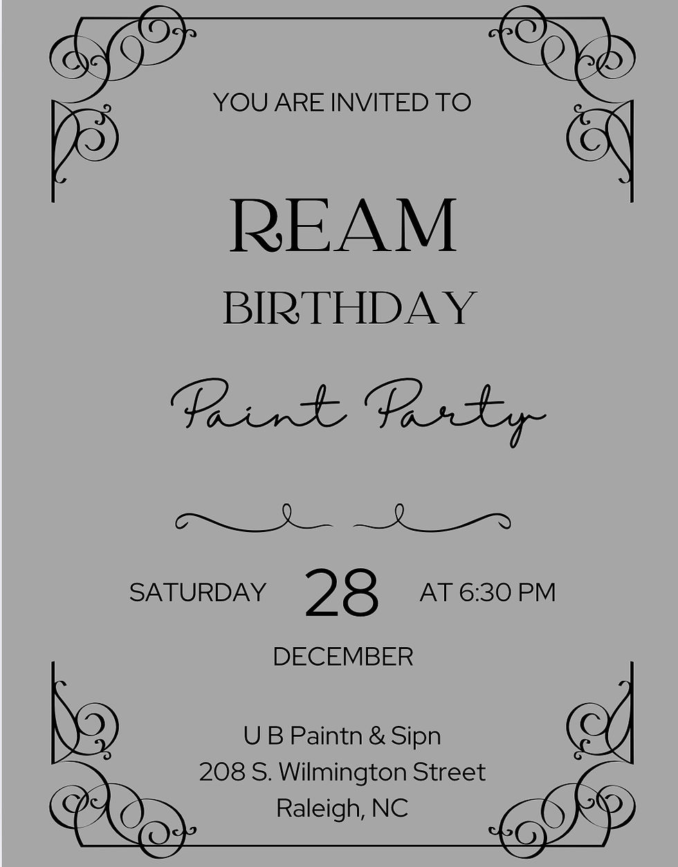 Ream Birthday Paint Party
