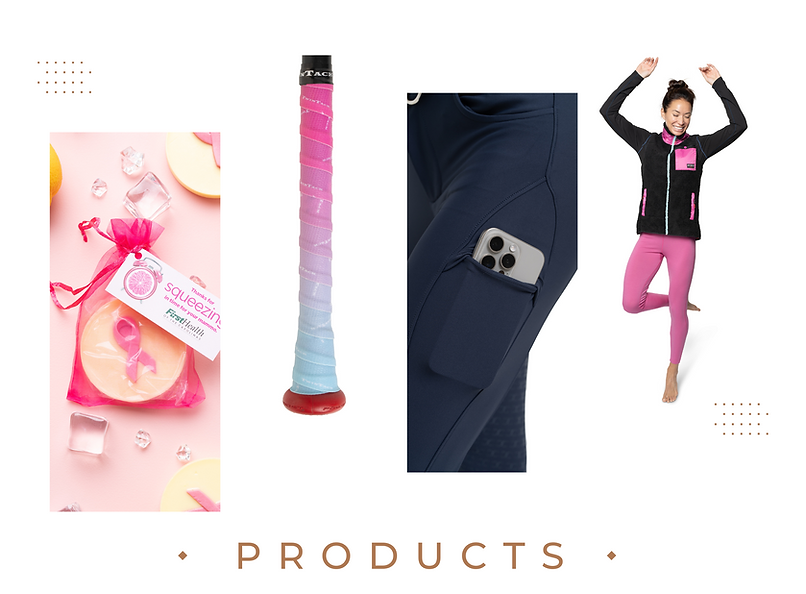 COLLAGE of product photography shots, soaps on pink, baseball grip, woman wearing apparel. Taken by makana photography, a commercial and product photography studio serving aberdeen, southern pines, pinehurst, sanford, moore county and raleigh