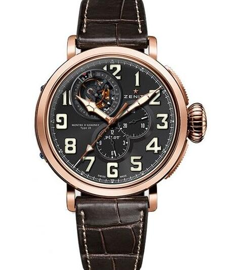 Zenith Pilot Type 20 Tourbillon Moonphase 18.2430.4034/21.C721 Rose Gold - leather Bracelet content media