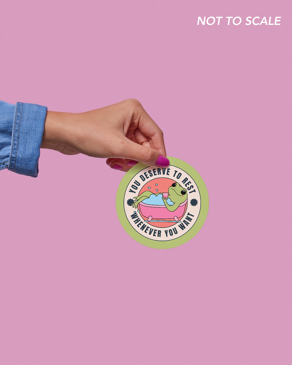 Thumbnail: 'You Deserve Rest' Frog Sticker