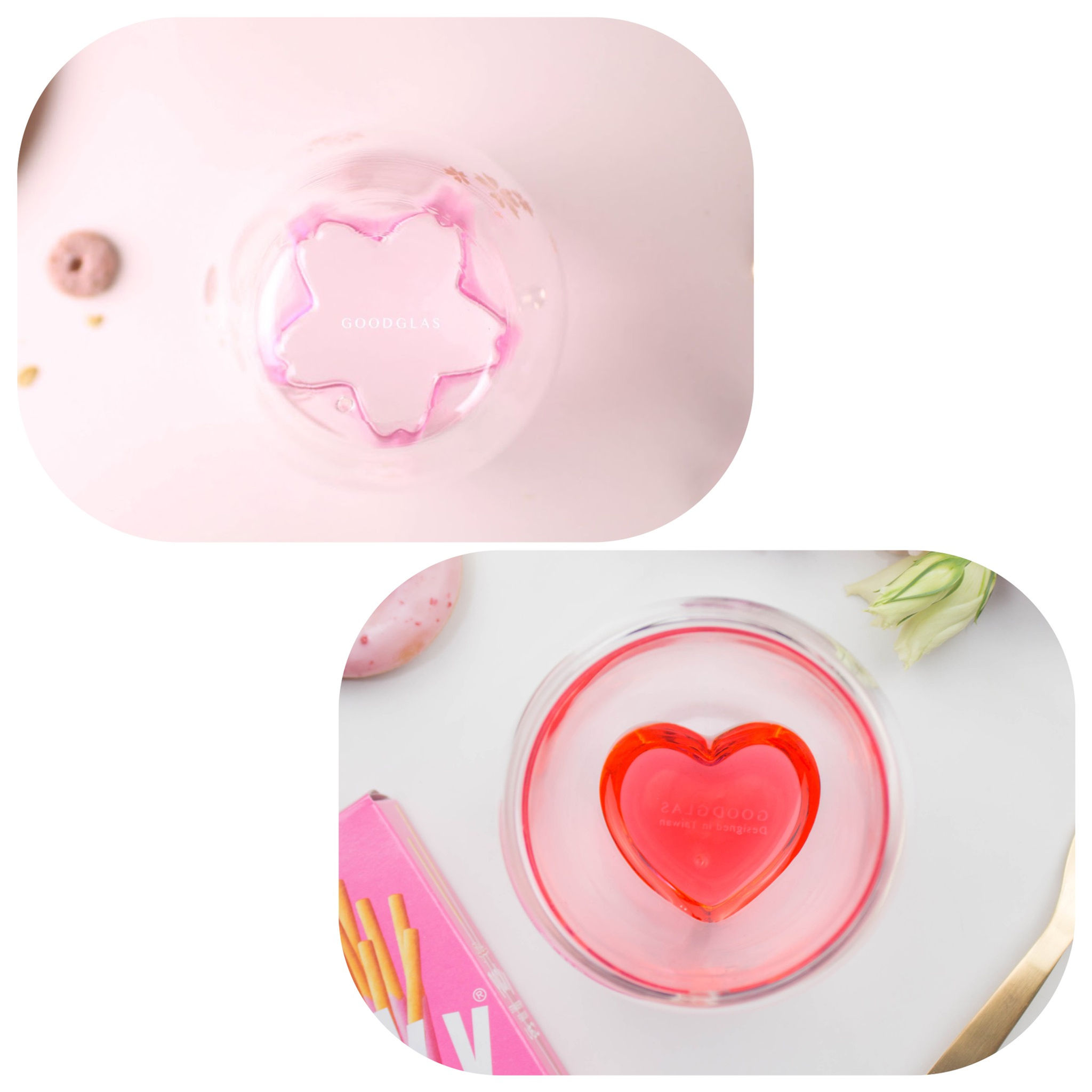 (套裝) 櫻花雙層杯+心型雙層杯