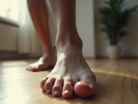 A person executes ankle flexion exercises for strength.