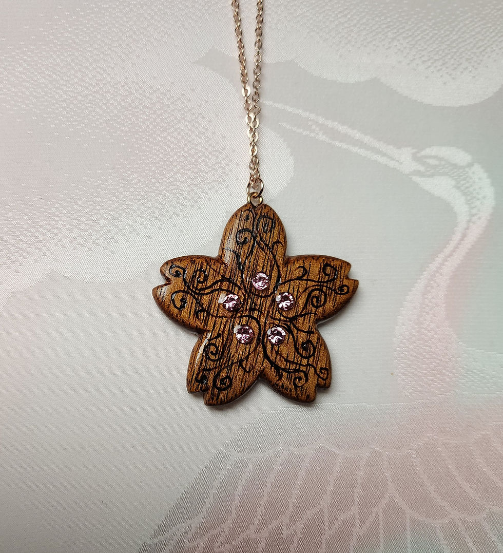 サムネイル： Wooden Pendant "Sakura Cookie"- 木製ペンダント 「桜クッキー」
