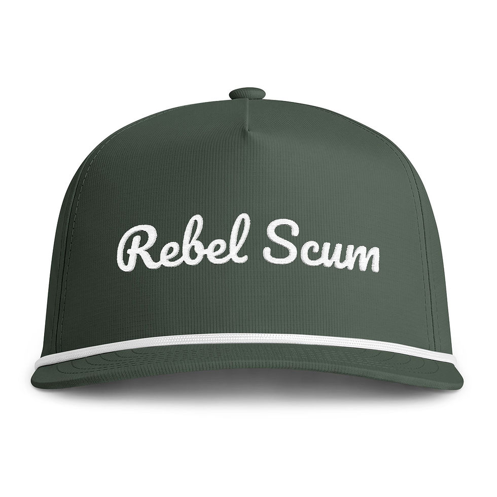 Thumbnail: Rebel Scum Embroidered Rope Cap Sunwashed Trucker Hat | Vintage Text