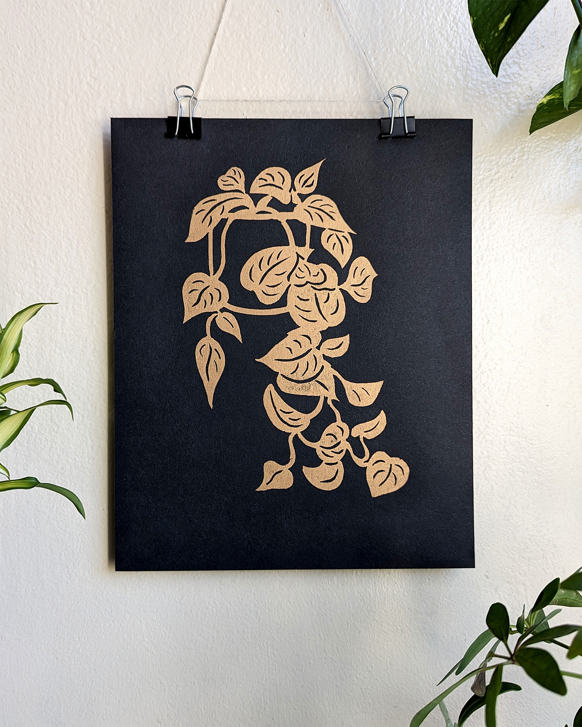 Pothos Plant Metallic Print