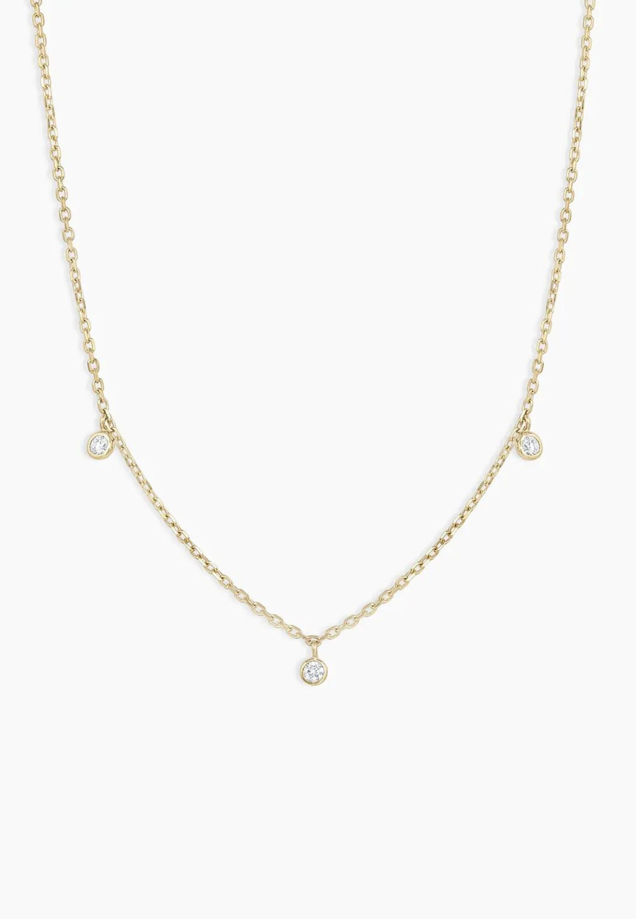 Trio Diamond Dainty 18K Gold Necklace