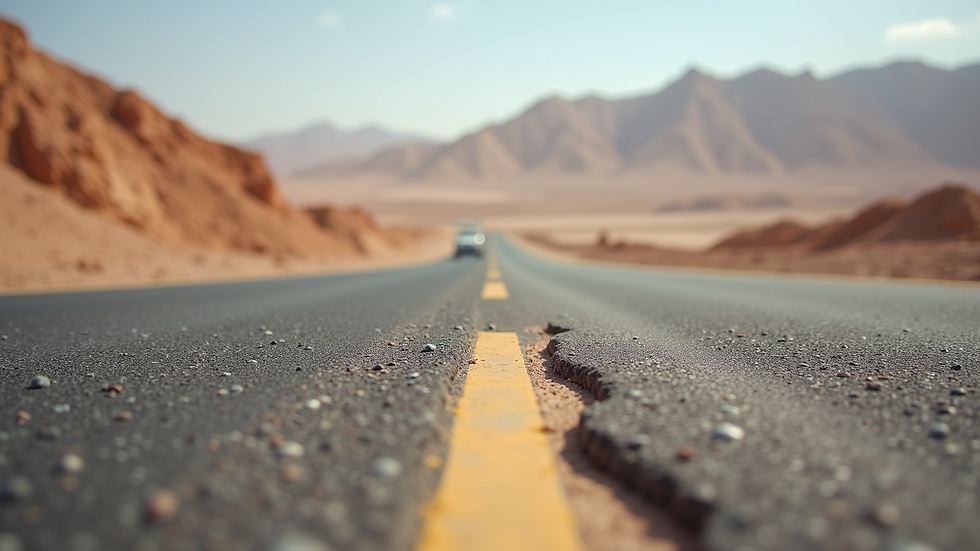 Close-up view of road construction materials used in Oman