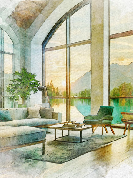 Arched window blinds with remote control.