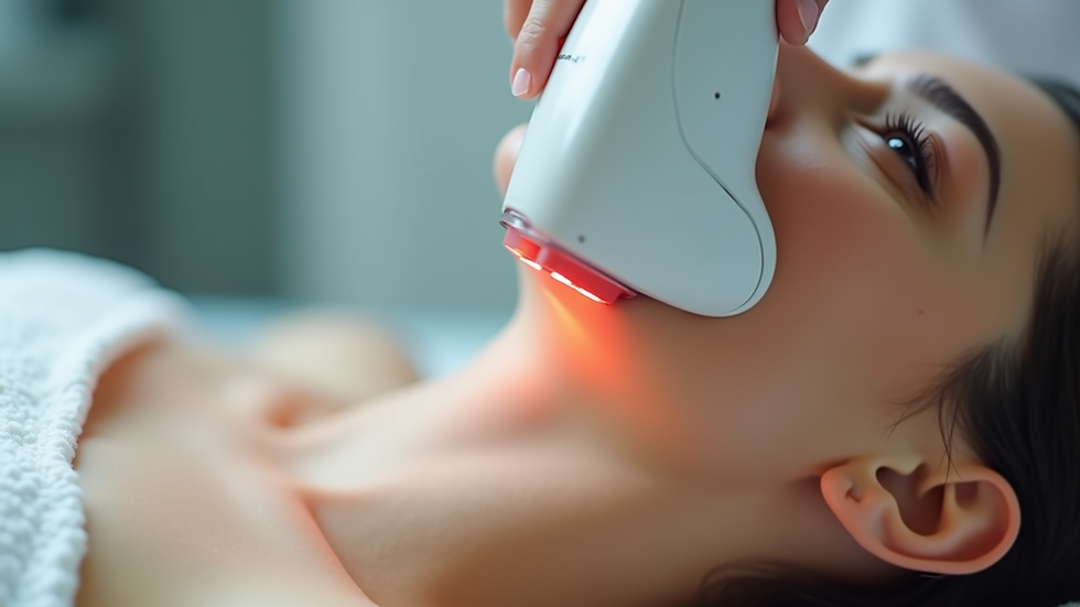 Close-up view of laser hair removal device on smooth skin