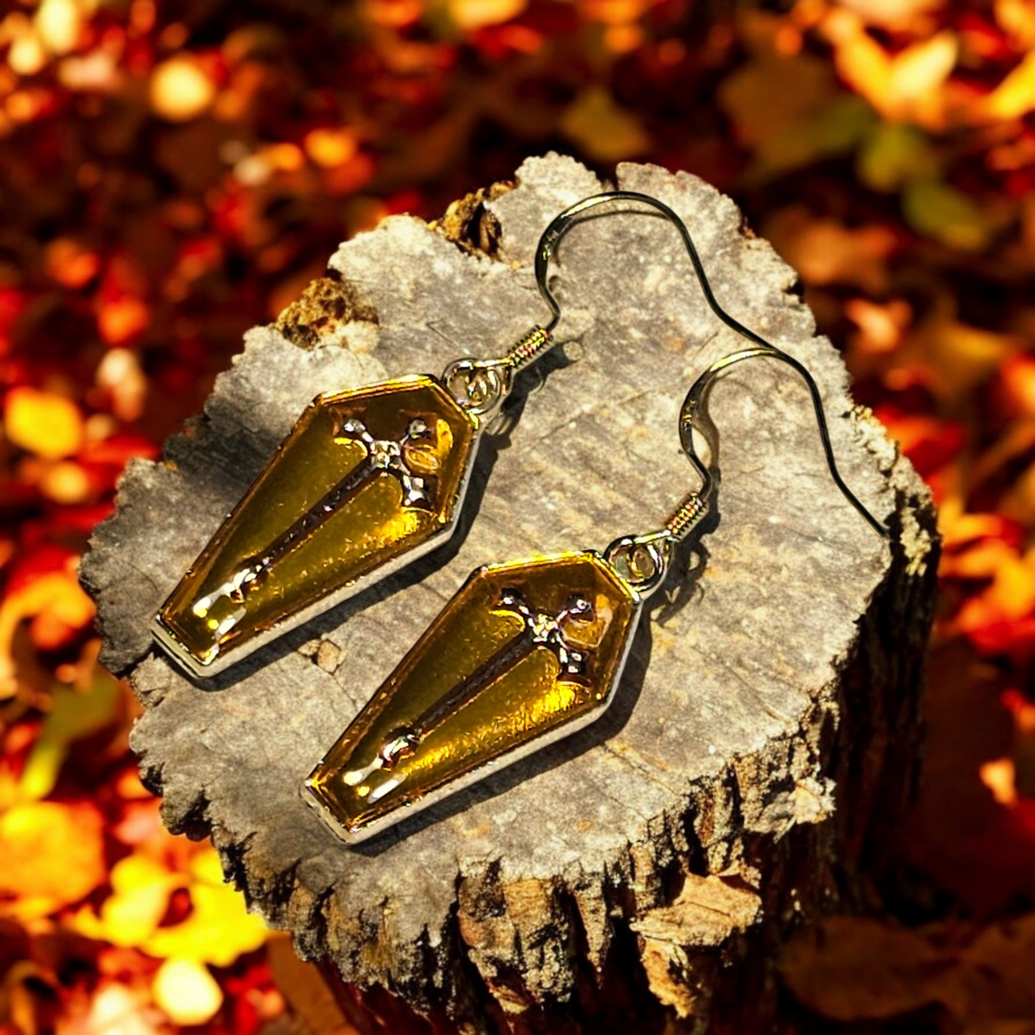 Yellow Coffin Earrings