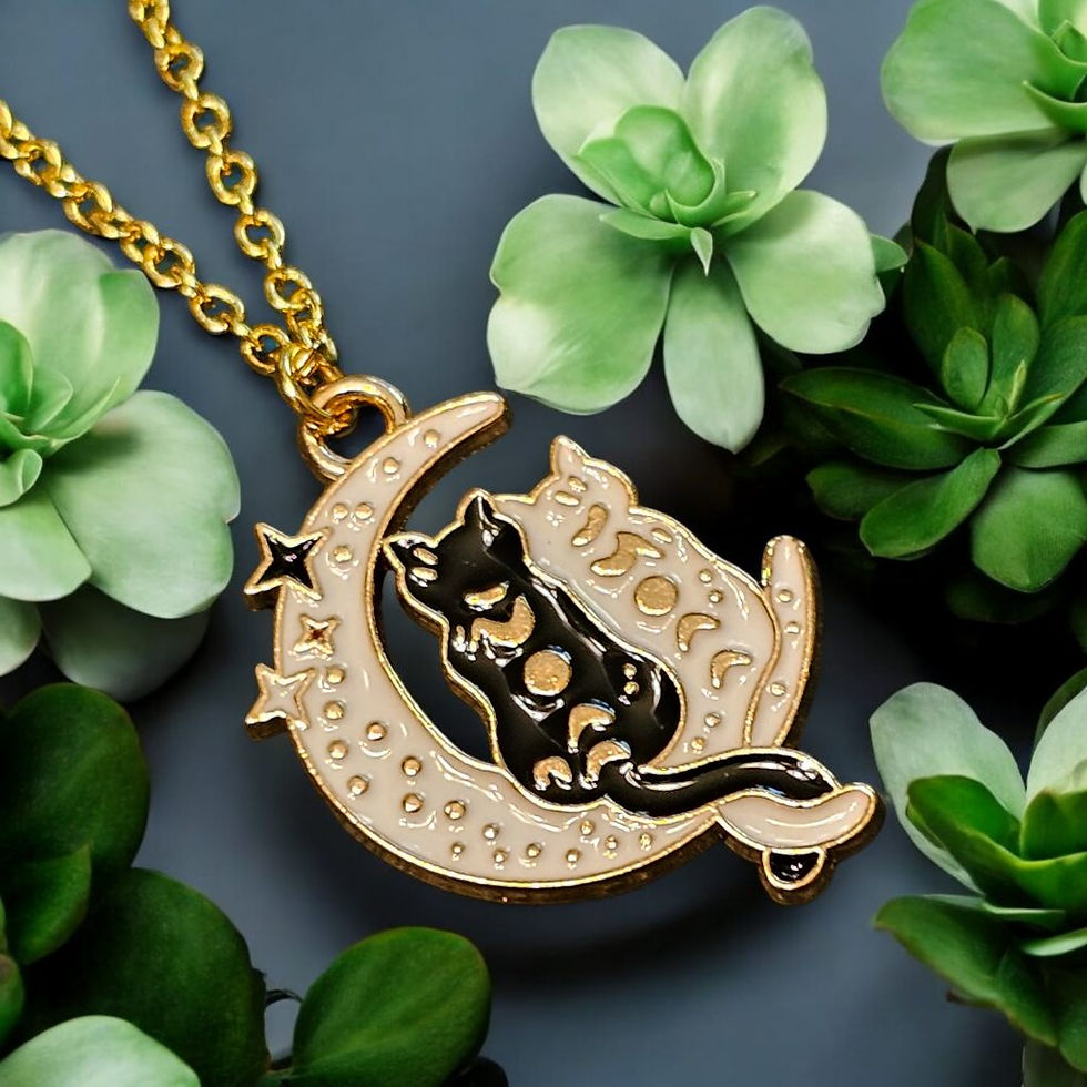 Thumbnail: Crescent Moon Cats Necklace
