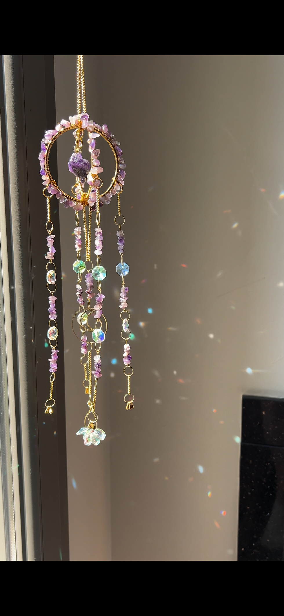 Küçük resim: Ametist Sun Catcher 6 - Güneş Tutucu, Güneş Yakalayıcı, Doğal Ametist Taşlı
