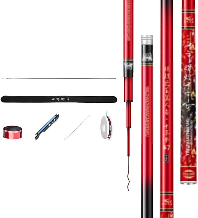 Thumbnail: Carbon Fishing Rod Set, Telescopic Fishing Rod and Fishing Reel, Portable Fis…